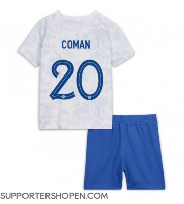 Frankrike Kingsley Coman #20 Bortatröja Barn VM 2022 Kortärmad (+ korta byxor)